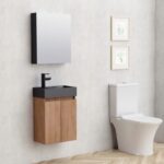 Долен конзолен PVC шкаф Inter Ceramic 4242WOODEN к-кт с умивалник - стилен PVC комплект за вашия дом - Image 2