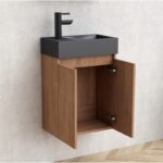 Долен конзолен PVC шкаф Inter Ceramic 4242WOODEN к-кт с умивалник - стилен PVC комплект за вашия дом - Image 3