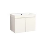 Долен конзолен PVC шкаф за баня Inter Ceramic 5155-75W+УМИВ. 5953W-76CM ALDENE-75 – функционално и елегантно решение в бяло