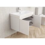 Долен конзолен PVC шкаф за баня Inter Ceramic 5155-75W+УМИВ. 5953W-76CM ALDENE-75 – функционално и елегантно решение в бяло - Image 2