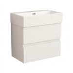 Долен конзолен шкаф за баня Inter Ceramic 5845W + УМИВ. 6036W – бяла елегантност
