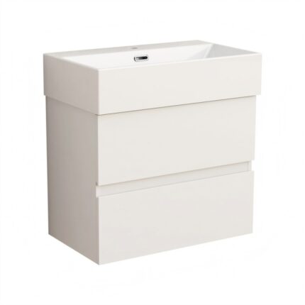 Долен конзолен шкаф за баня Inter Ceramic 5845W + УМИВ. 6036W – бяла елегантност