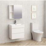 Долен конзолен шкаф за баня Inter Ceramic 5845W + УМИВ. 6036W – бяла елегантност - Image 2