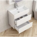 Долен конзолен шкаф за баня Inter Ceramic 5845W + УМИВ. 6036W – бяла елегантност - Image 3