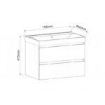 PVC ШКАФ AKADIA-75 6038-75W+УМИВ. 5953W-76CM - Image 3