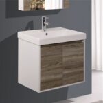 Долен конзолен PVC шкаф за баня Inter Ceramic ICP 6055 WOODEN - дървесен дизайн и удобство