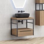Долен конзолен шкаф за баня Inter Ceramic ICP 6056-039 КОМО + 887BLACK – елегантно решение за стилна баня
