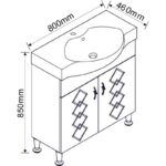 Долен стоящ PVC шкаф за баня ICP 6549-80 - Image 2
