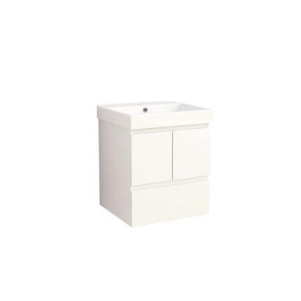 Долен конзолен PVC шкаф Inter Ceramic 9048-50W+УМИВ. 5953W-51CM – стилен избор за компактни пространства